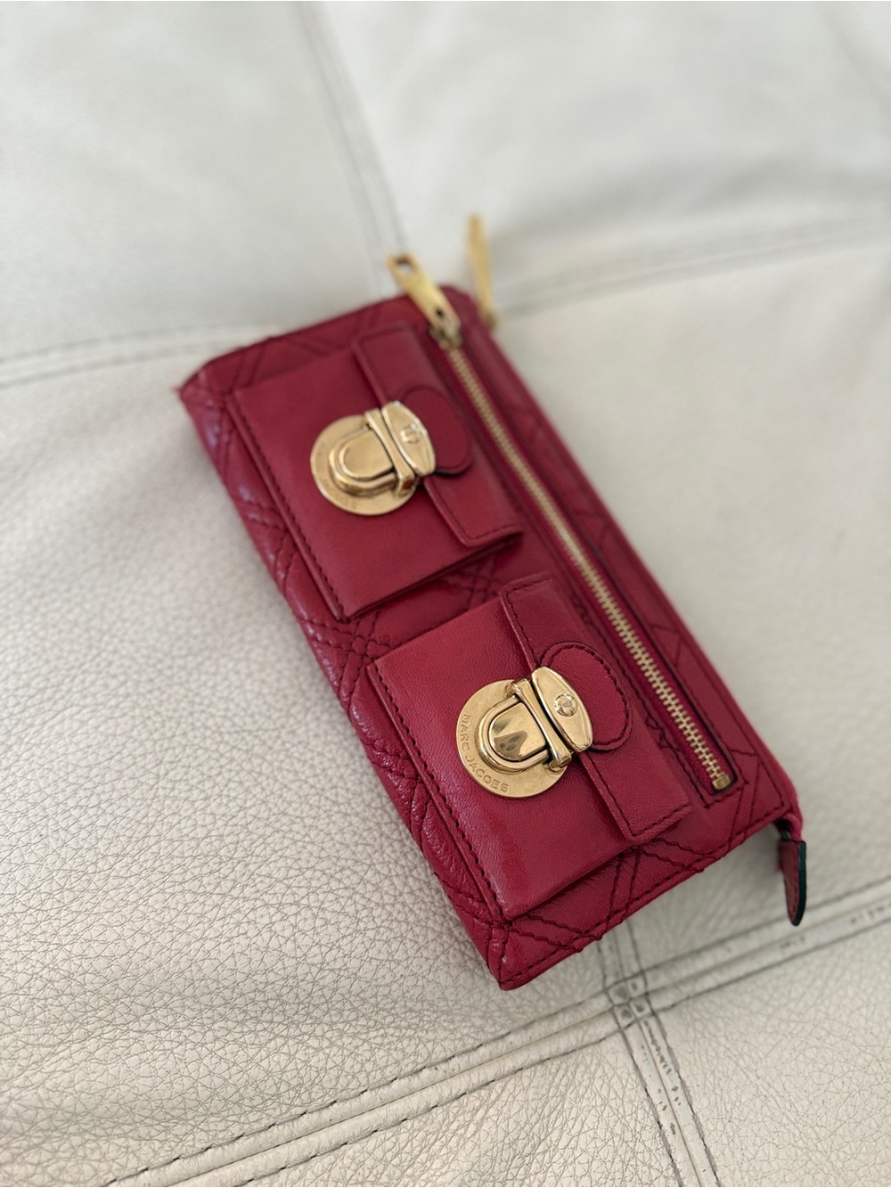 Marc Jacobs Quilted Rose Pink Wristlet Wallet with Gold Hardware - Picture 14 of 14